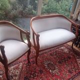 Salon 2 pièces gondoles style Empire à accoudoirs cols de cygnes