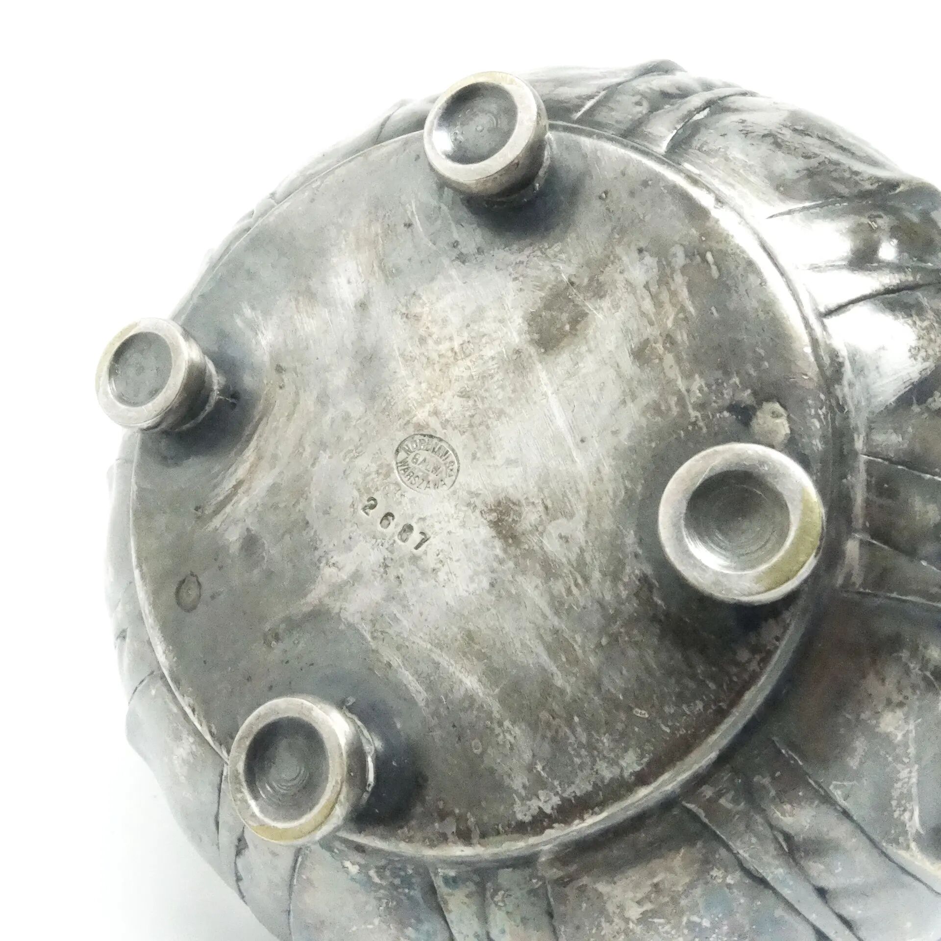 Sucrier Art Nouveau, en laiton argenté, frères Henneberg, Pologne, début du 20e siècle