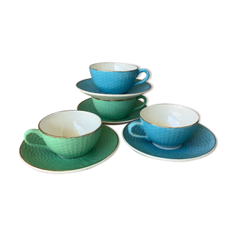 Tasses Digoin multicolores aspect tissage de panier