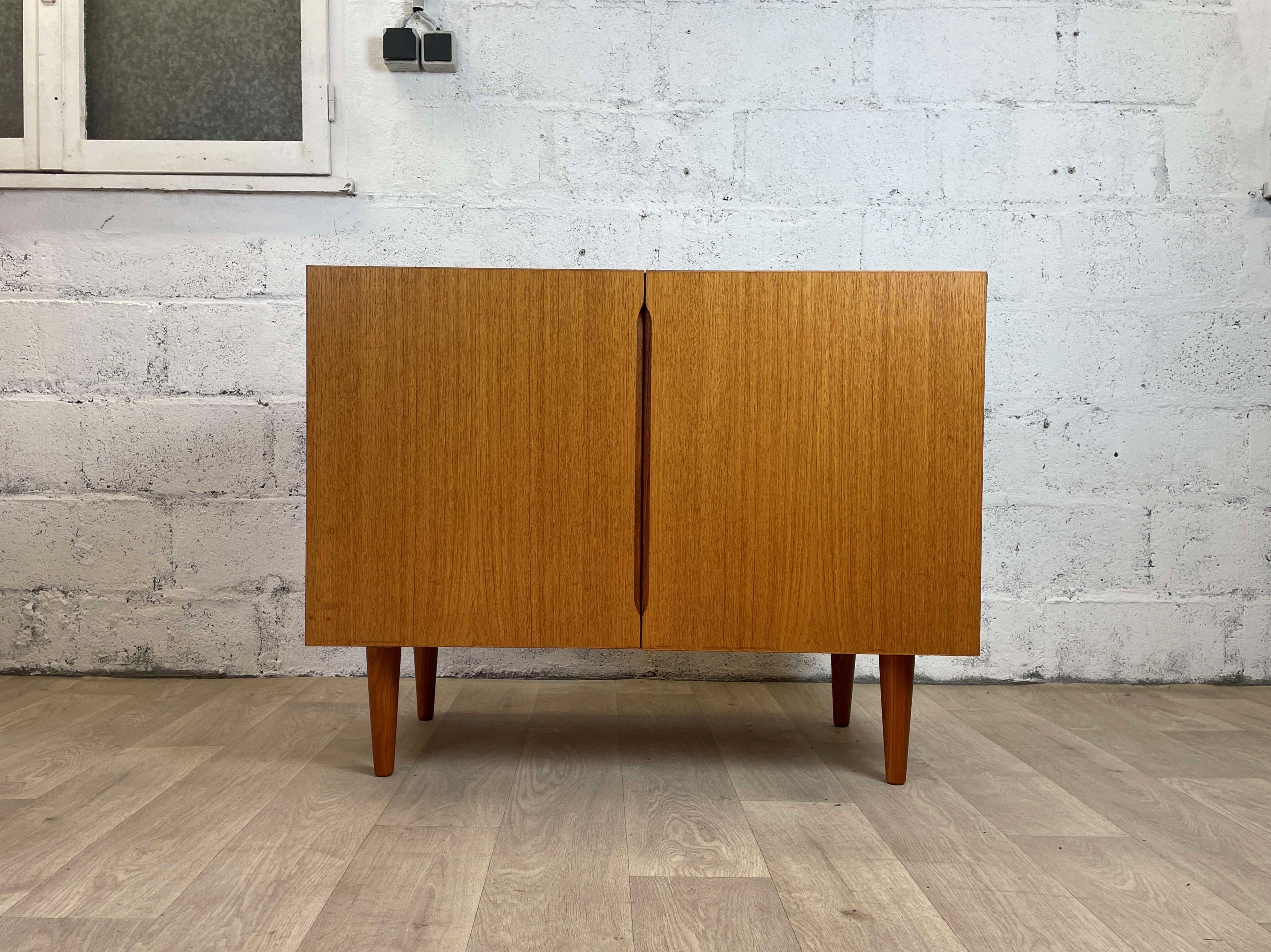 Vintage Scandinavian teak sideboard with full doors, 60s