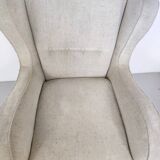 Ivory Lounge Chair with Ottoman in the Style of Gio Ponti, Italy
