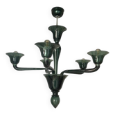 Contemporary Translucent Green-Bottle Murano Style Glass Chandelier