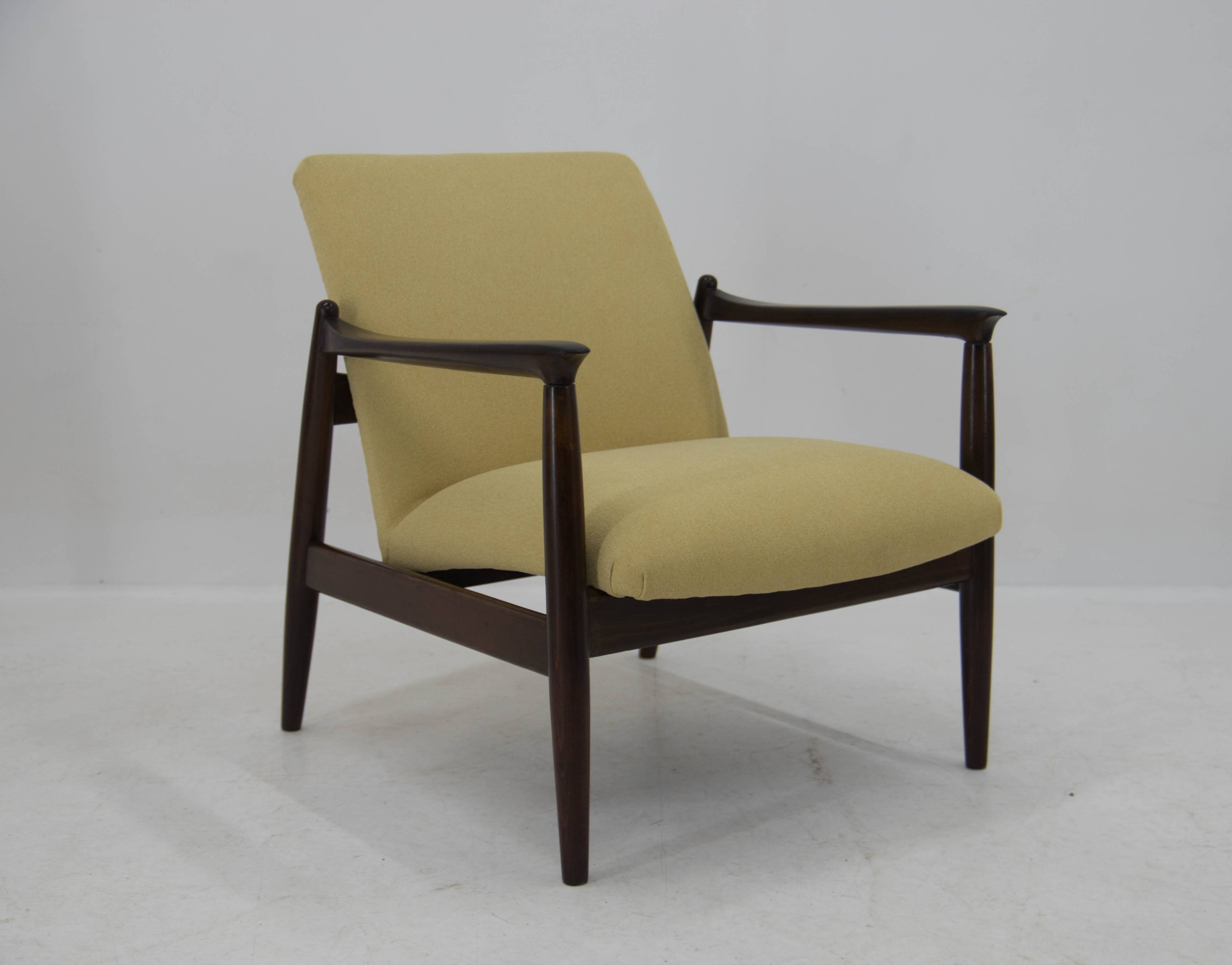 1960s edmund homa model gfm 64 beech armchair, restored