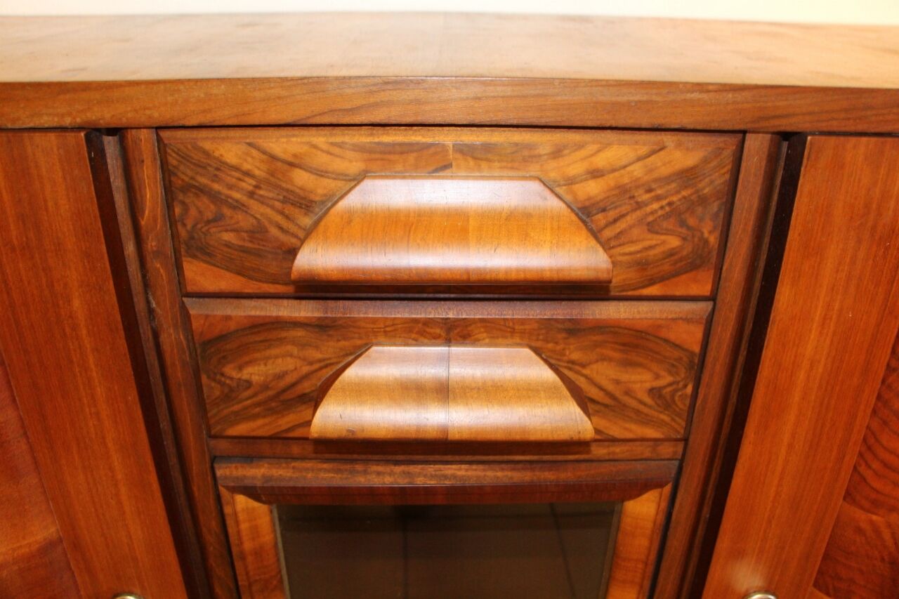 Sideboard from the 50s in burr walnut, stamped