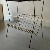 Side table - perforated metal magazine rack, designed by Matégot