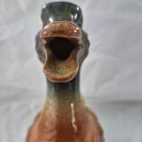Old barbotine jug Saint Clément Mallard Duck A027