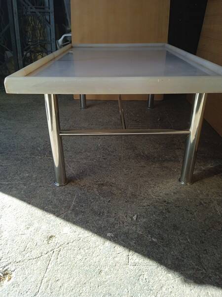 chrome metal and onyx marble coffee table, 1970s