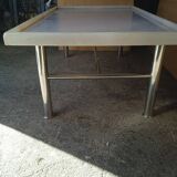 chrome metal and onyx marble coffee table, 1970s