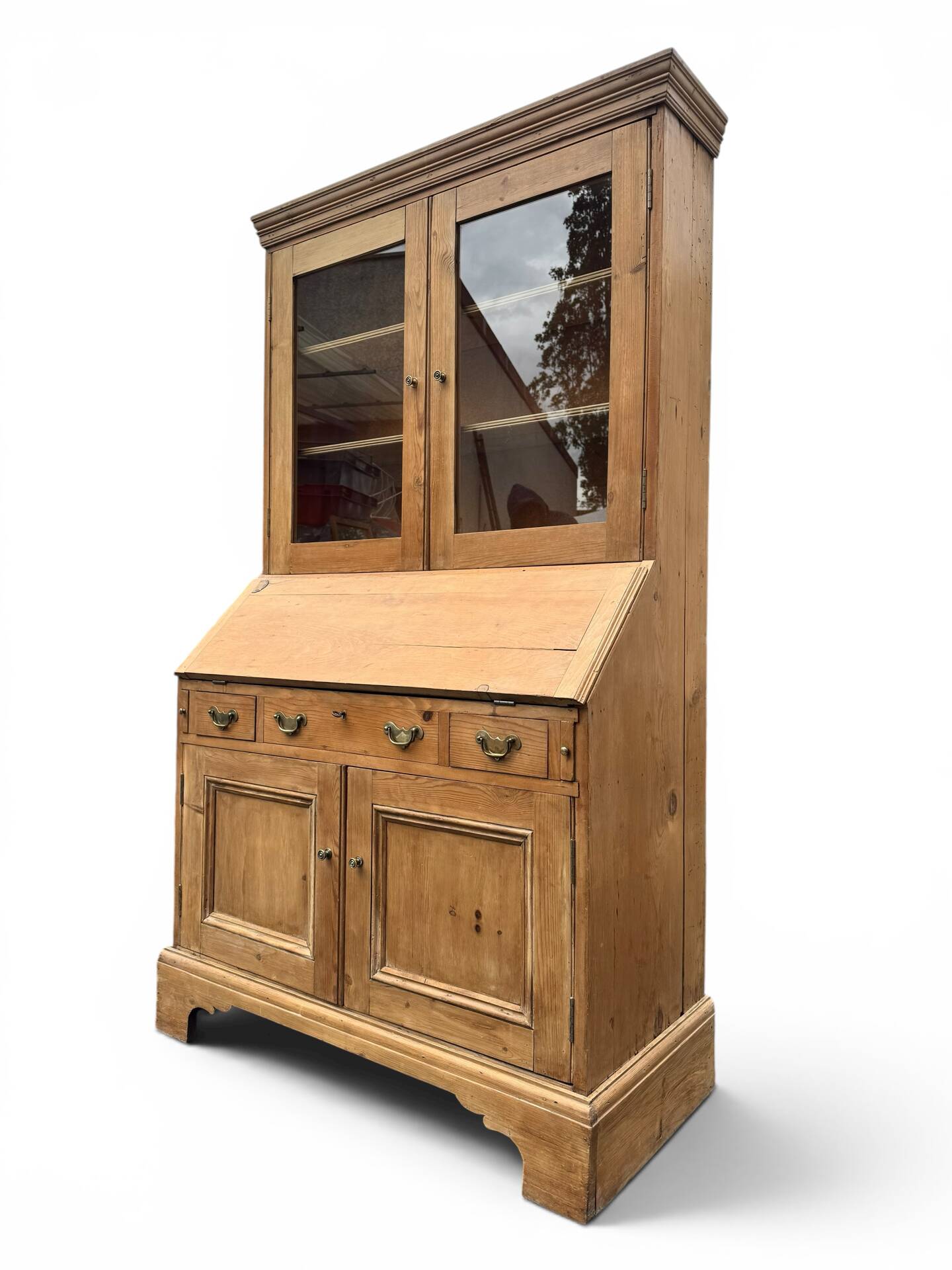 Showcase secretary with two bodies, English, in raw pine – around 1900