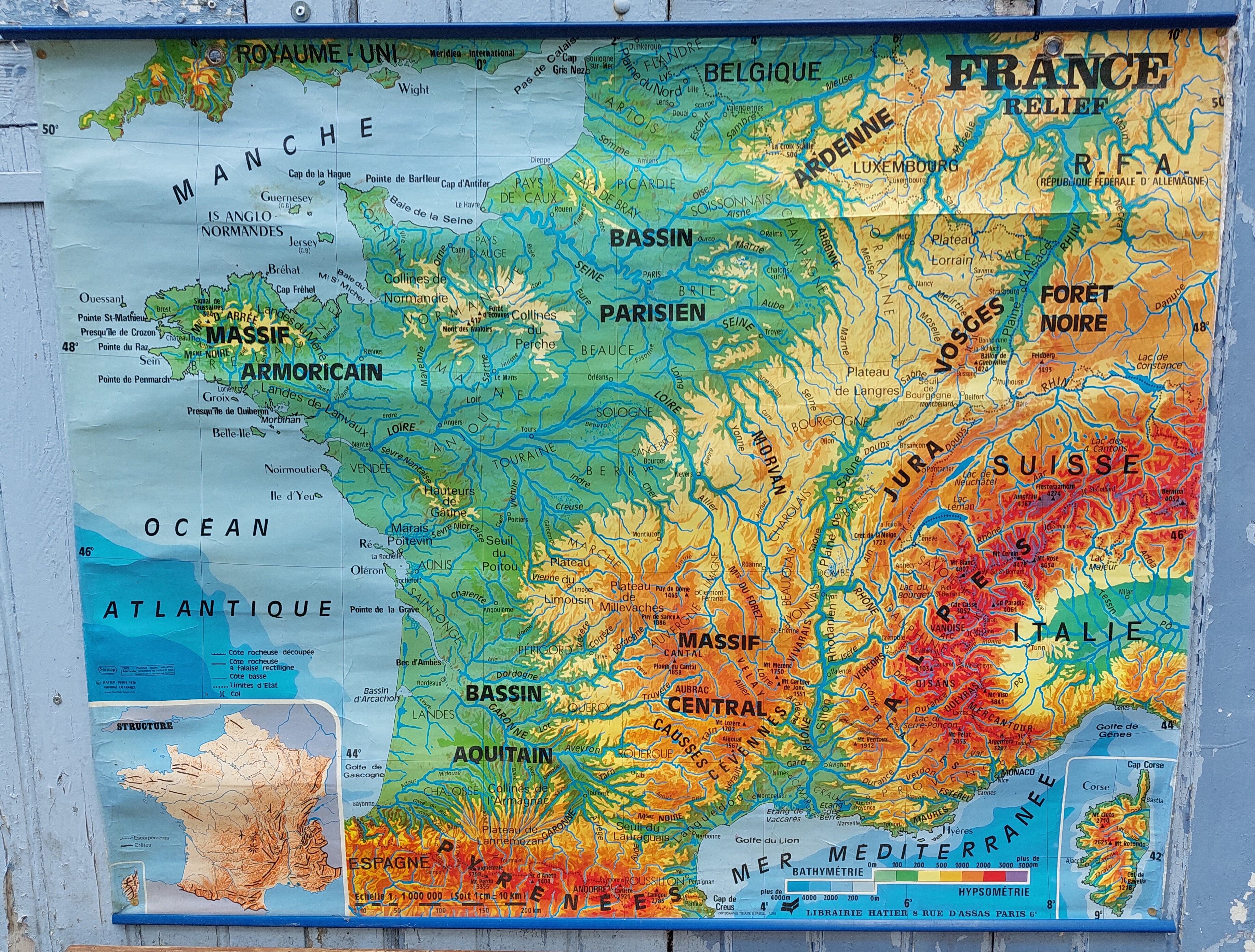 School map of 1976 administrative france