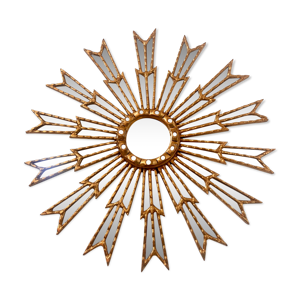 miroir soleil en bois