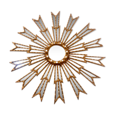 Mirror sun in gilded wood XXL facet mirror design year 60