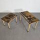 2 x nesting side tables / neo classic / painted gold leaf top / The battle of Texel