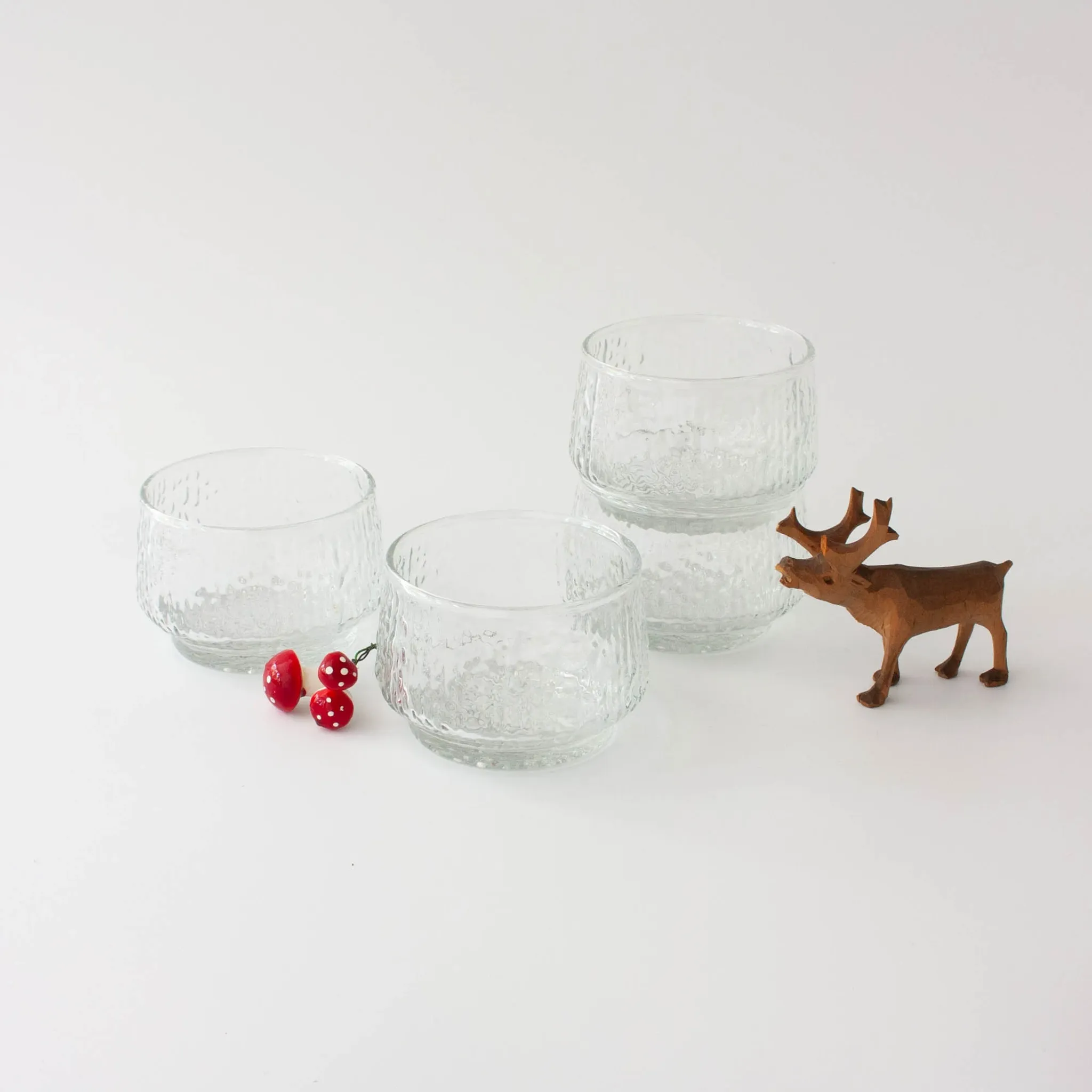 Bols à dessert en verre texturé de style scandinave, années 1960