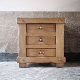 commode à tiroir brutaliste en chêne massif