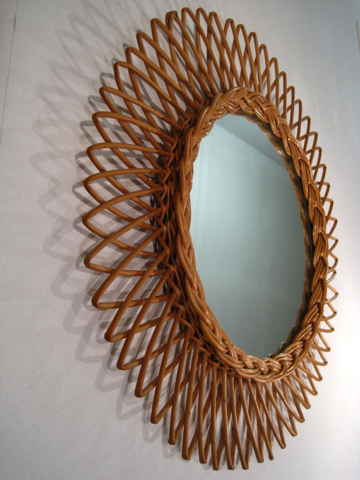 Vintage Sun Mirror in rattan 1960s - 44cm