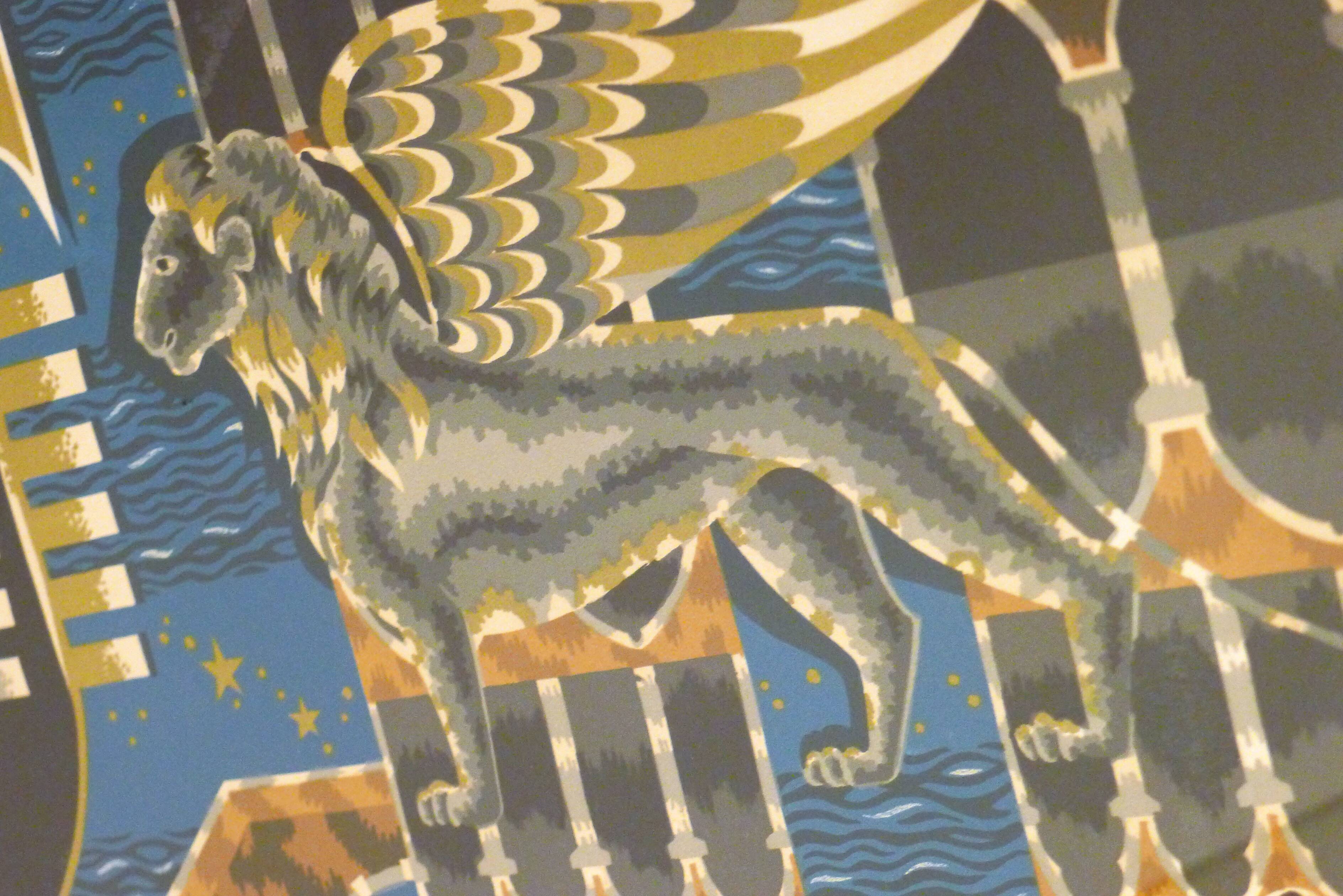 Lithograph Venezia signed J.Picart Le Doux 78cm x 57cm