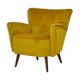 Fauteuil en velours jaune du milieu du siècle, années 1960