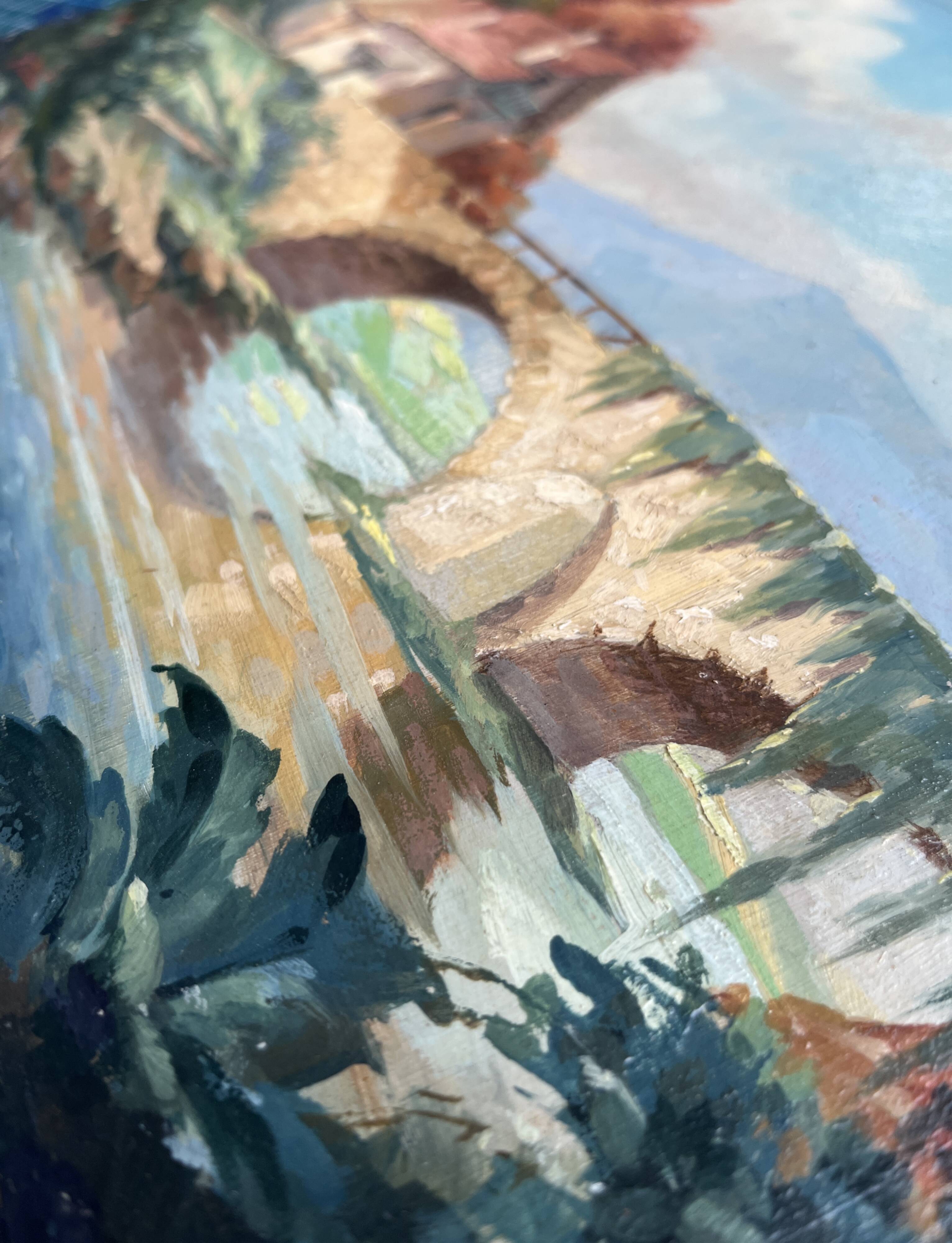 Tableau HSP "Landscape by the River" signed Bizet (mid-20th century school)