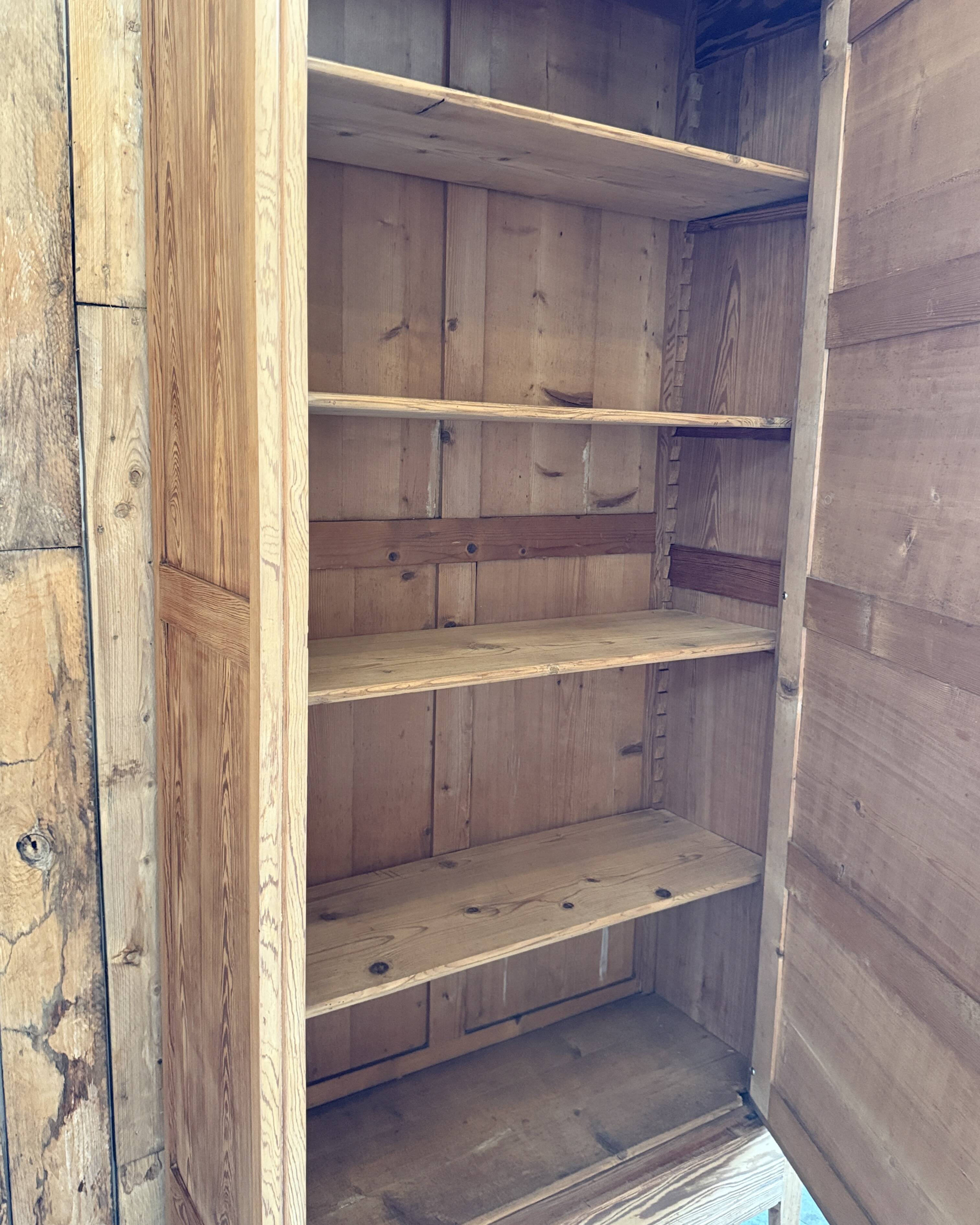 Antique mirrored wardrobe in pitch pine (renovated)