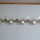 Vintage 70s brushed aluminum metal 12-hook wall coat rack