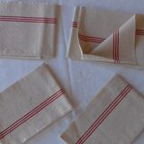 4 tea towels, rustic canvas, bistres.
