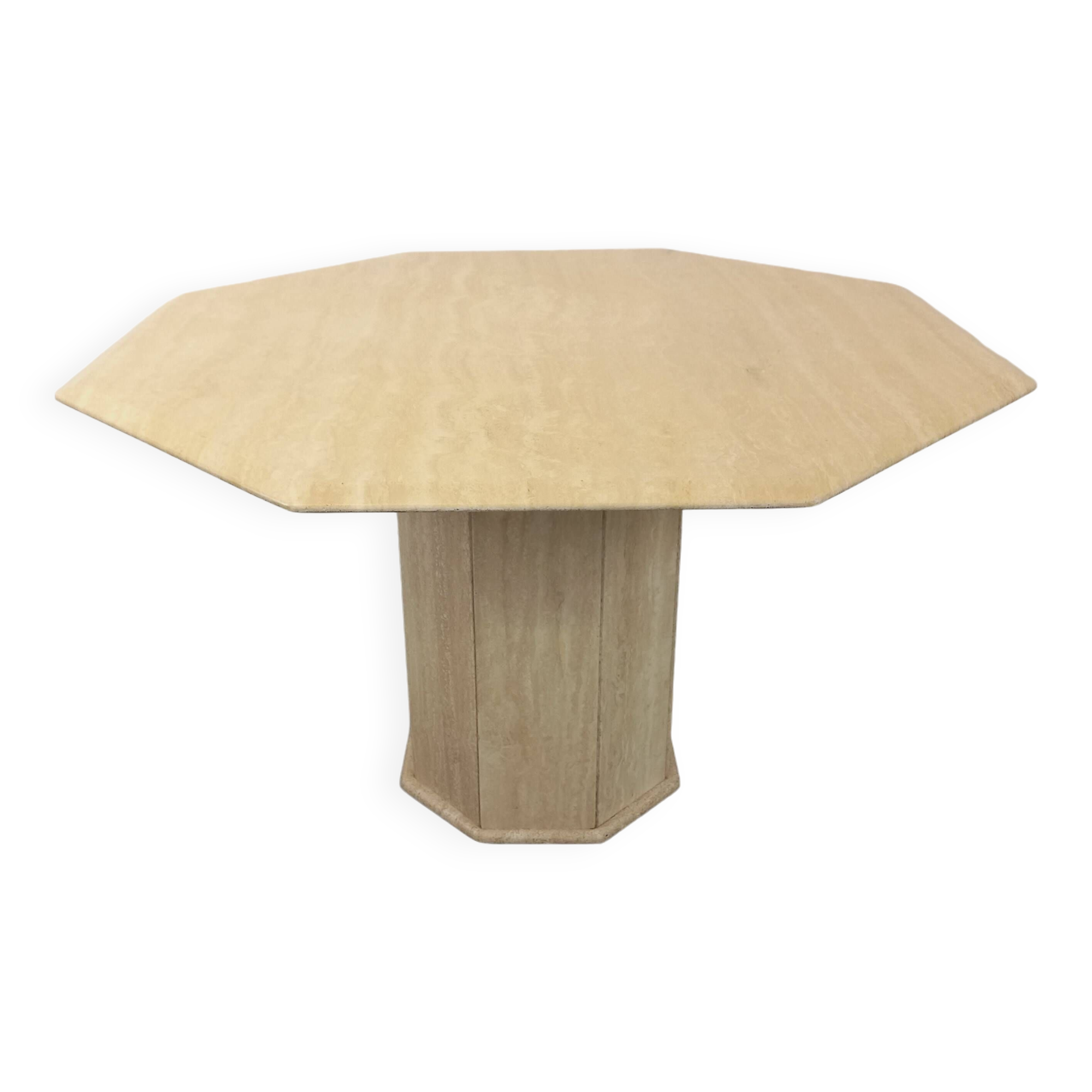Vintage octagonal travertine dining table from the 70s 80s