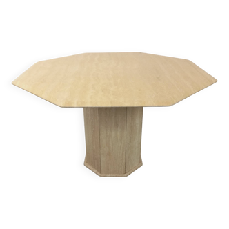 Vintage octagonal travertine dining table from the 70s 80s