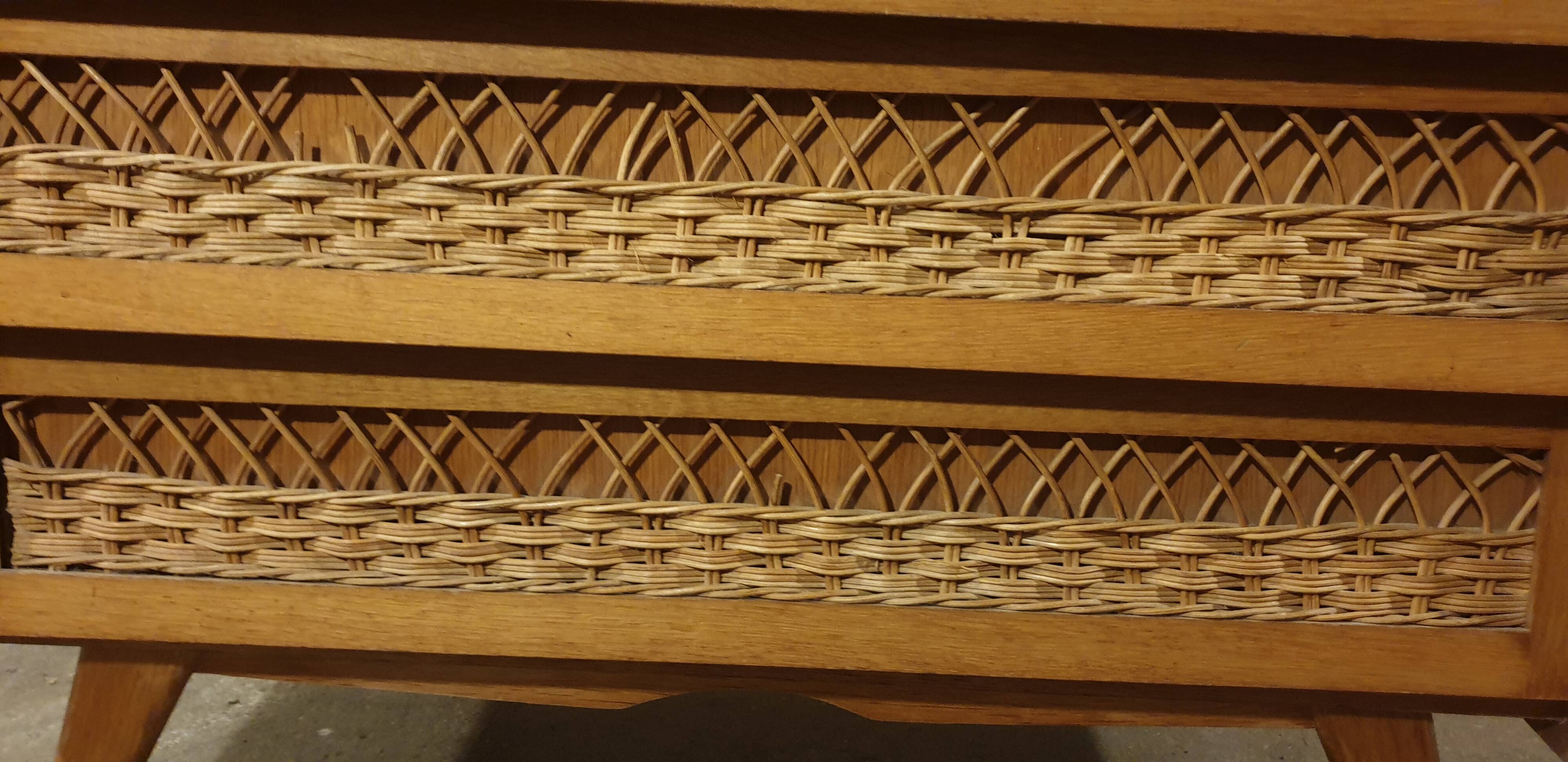 Vintage sixties rattan chest of drawers