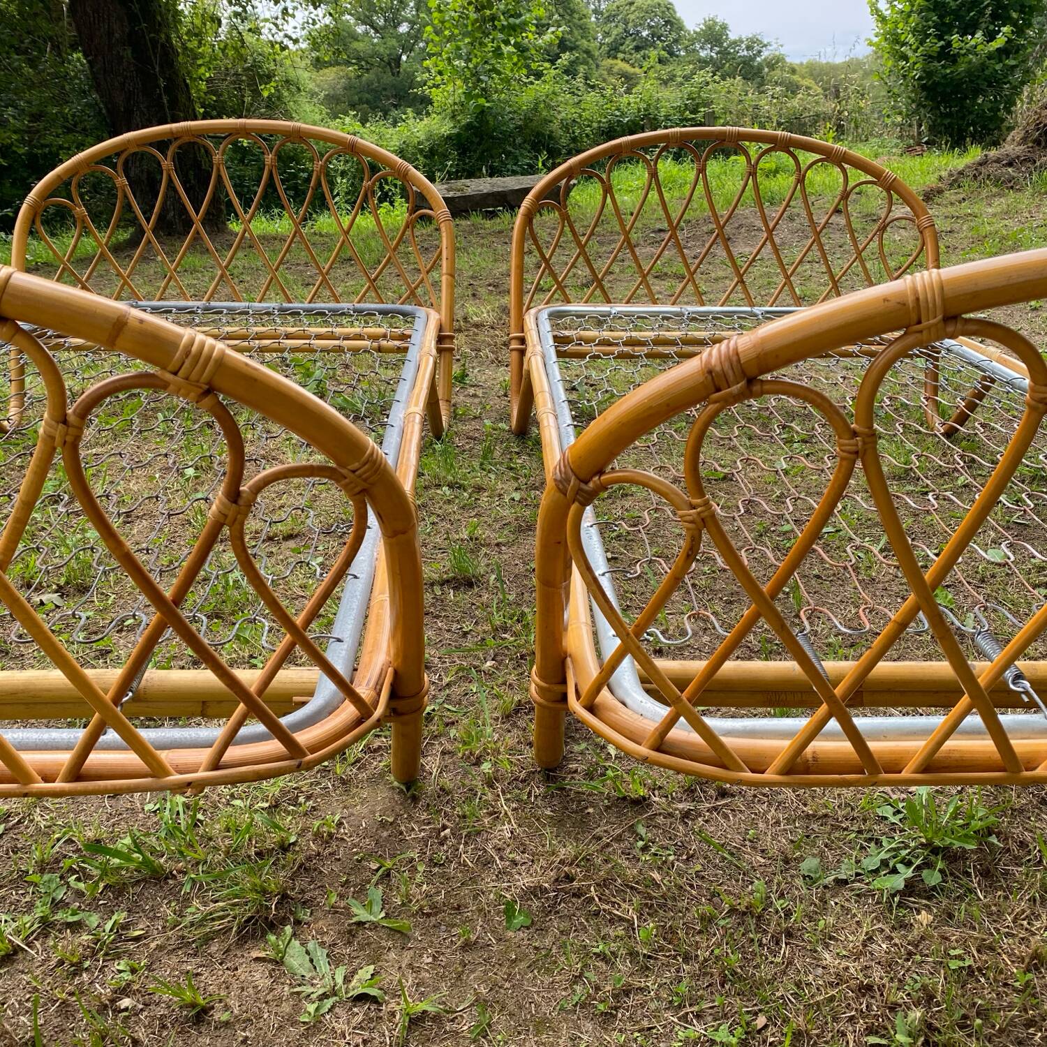 Pair of single rattan beds, 1960s