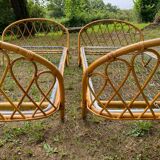 Pair of single rattan beds, 1960s