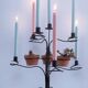 Vintage seven-light terracotta metal candlestick