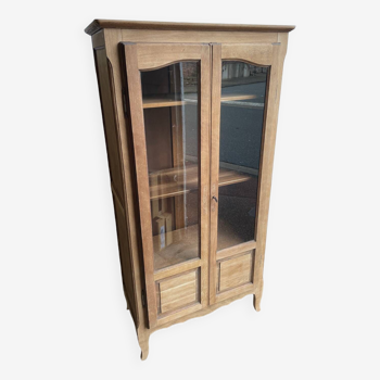 Louis XV style display case in raw oak wood