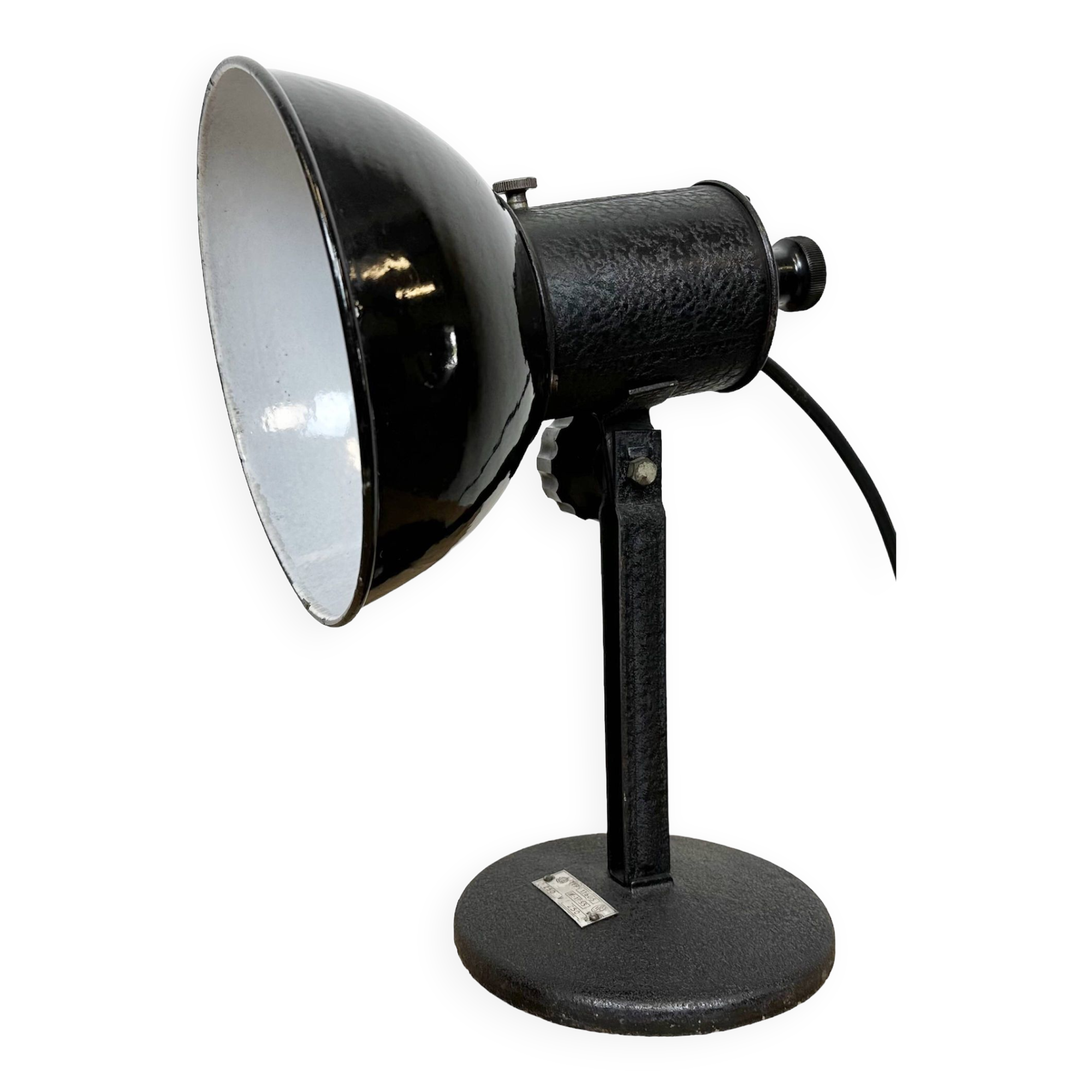 Vintage black enamel table photo lamp, 1950s