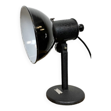 Vintage black enamel table photo lamp, 1950s