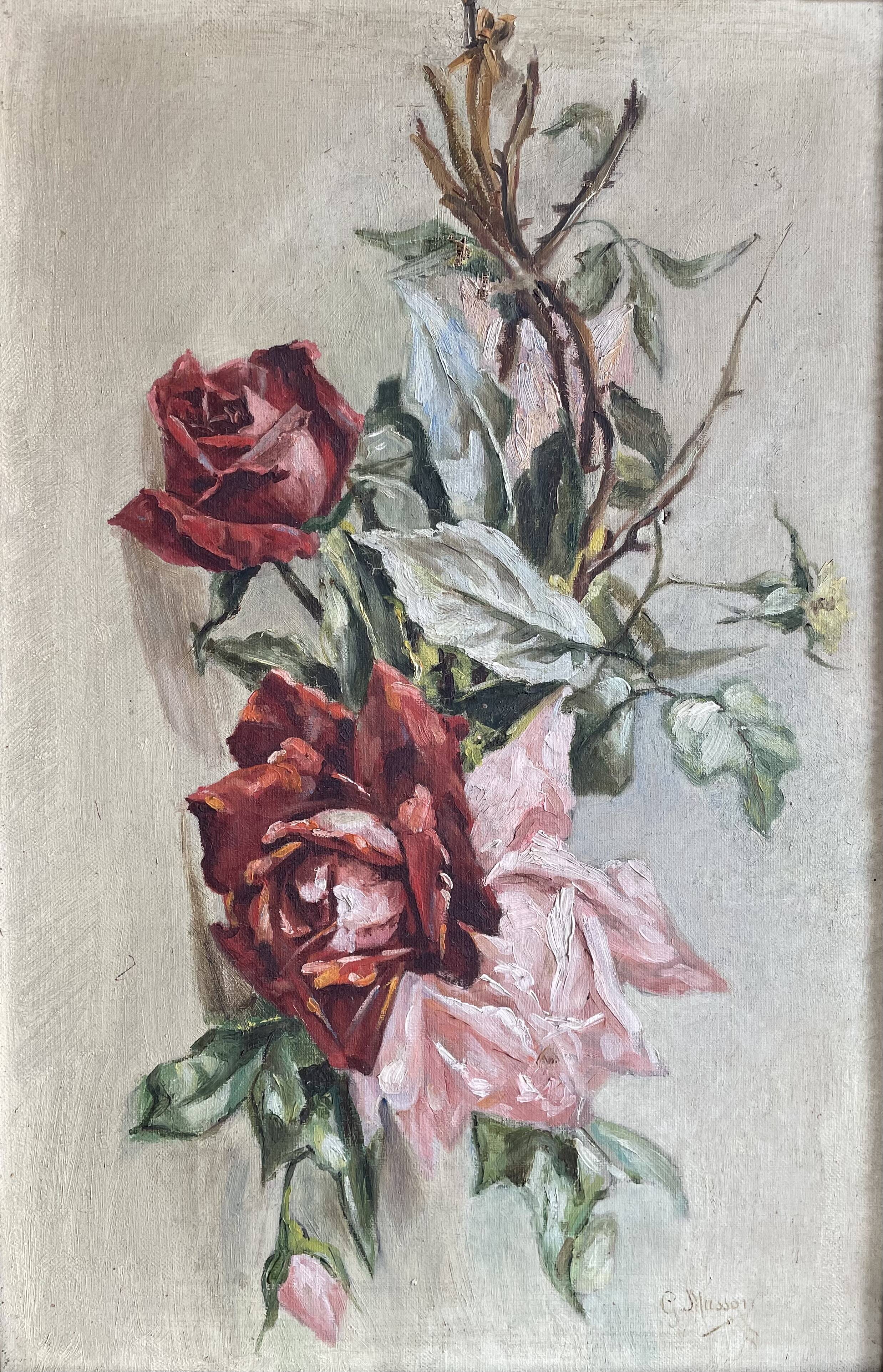 Old painting, still life with roses (late nineteenth)