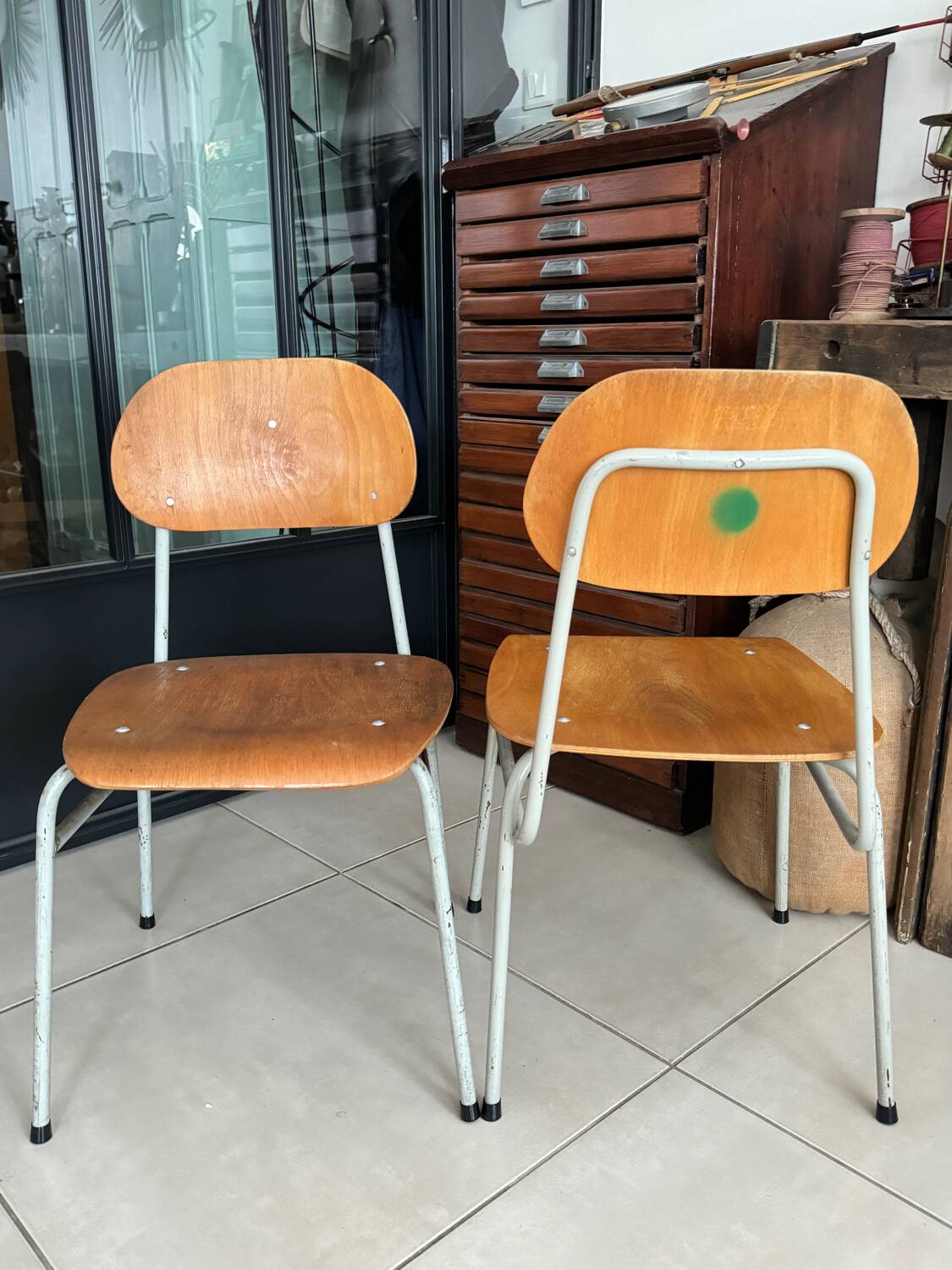 Old vintage adult school chair