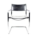 Pair of Matteo Grassi MG5 chairs in black leather and chrome