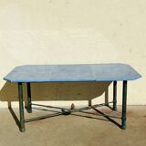 Table en fer forgé et pierre de lave émaillée