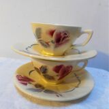 Two cups and saucers Digoin Sarreguemine