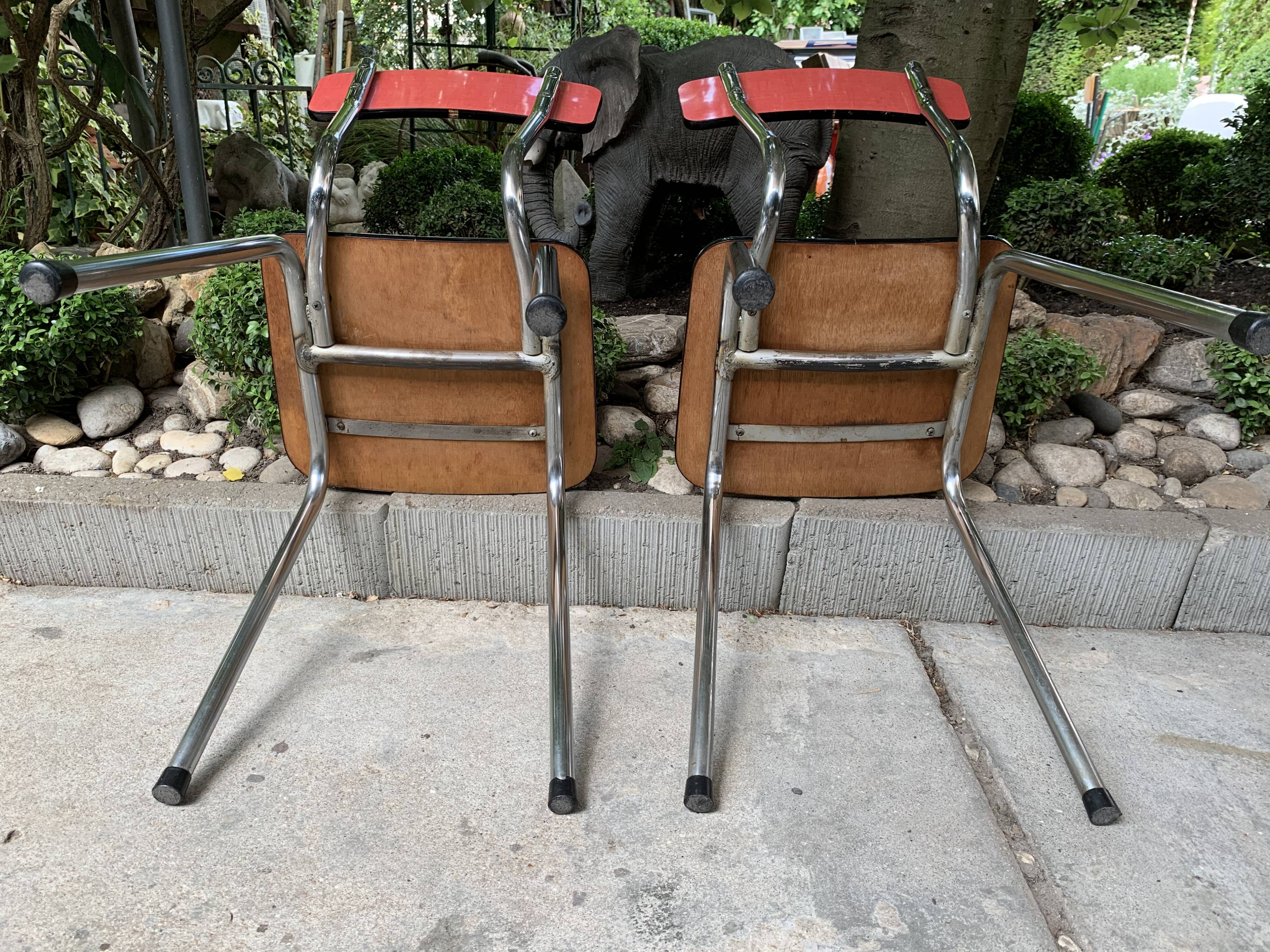 Red formica chairs