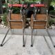 Red formica chairs