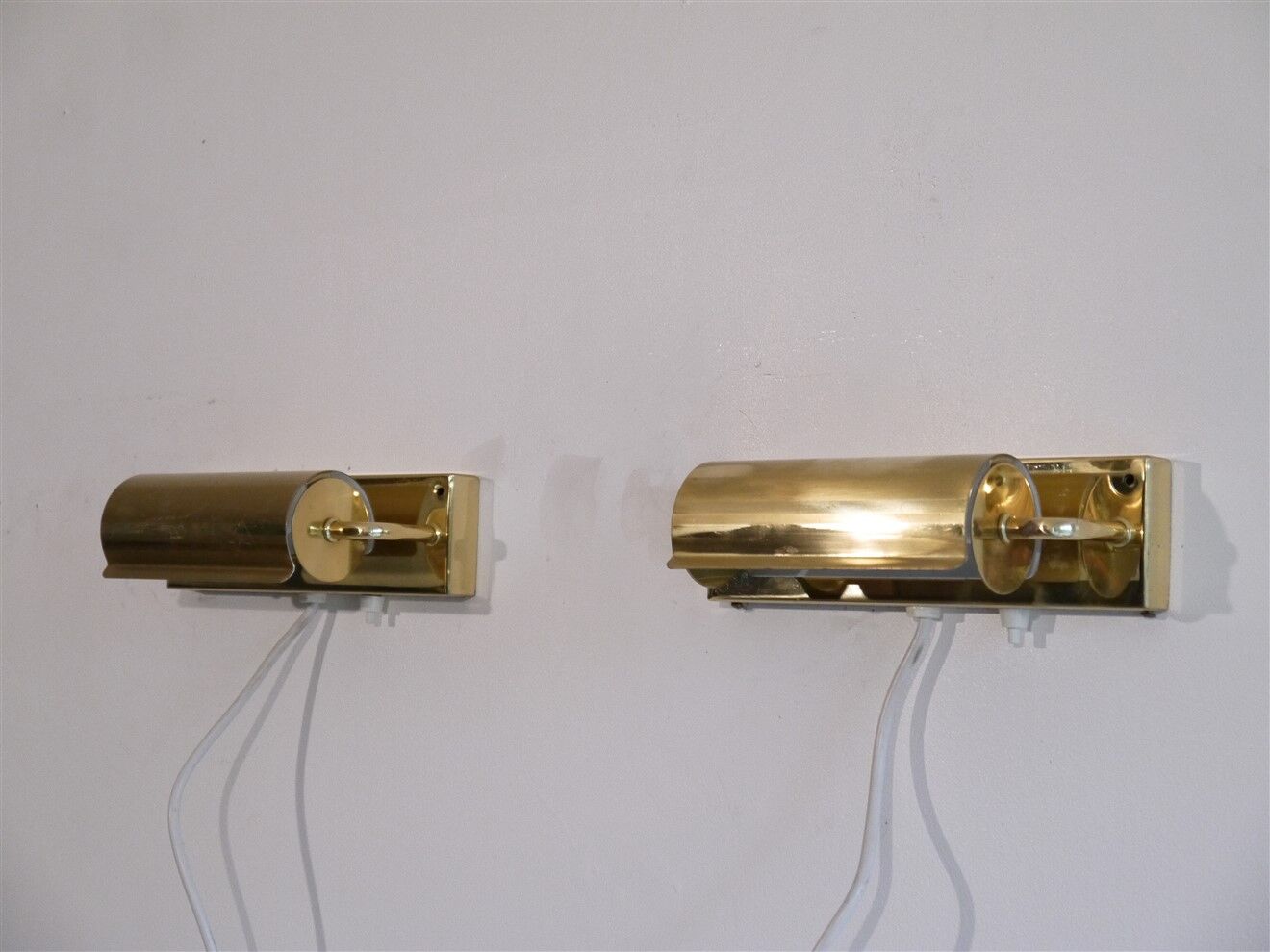 Pair of scandinavian brass wall lamps 1970