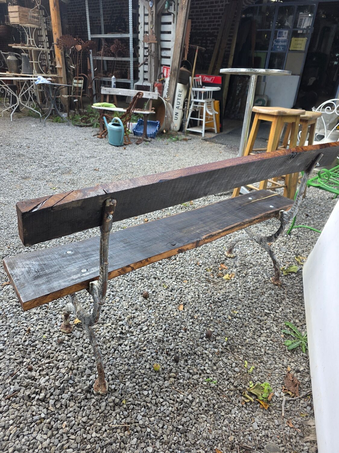 Cast iron and oak garden bench