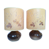 Pair of sandstone lamps 70 shade inclusion dried flowers