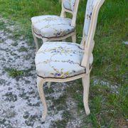 Pair of Louis XV style cabriolet chairs with a patina – floral fabric