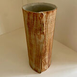 Contemporary ceramic vase, striated draped stoneware, signed