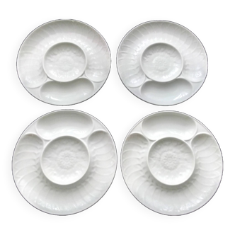 4 assiettes à artichauts en porcelaine blanche L'Hirondelle