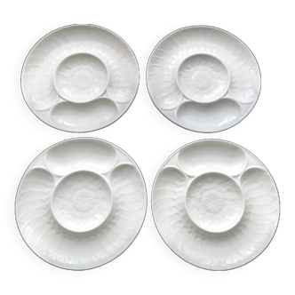 4 L'Hirondelle white porcelain artichoke plates