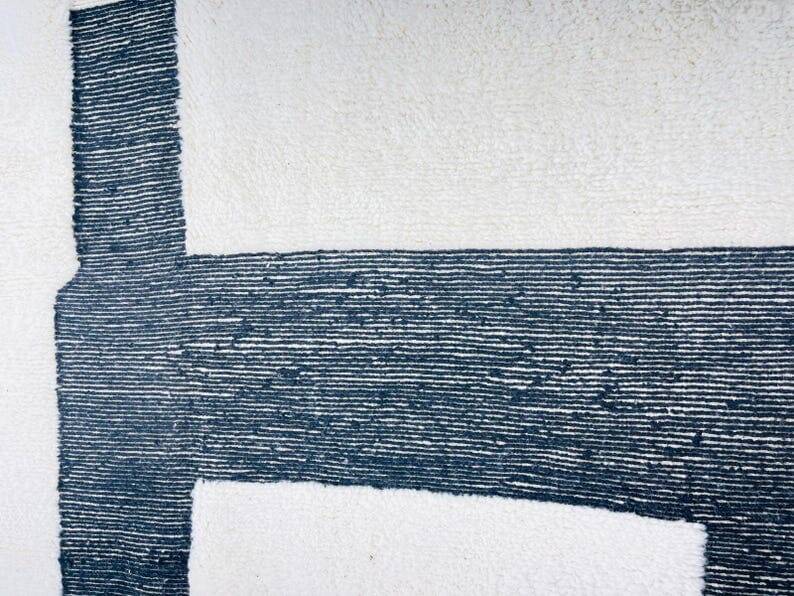 Handmade white and black Berber rug